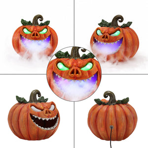 Halloween Pumpkin Monster Mist Sprayer, LED Light Up Fogger Figurine