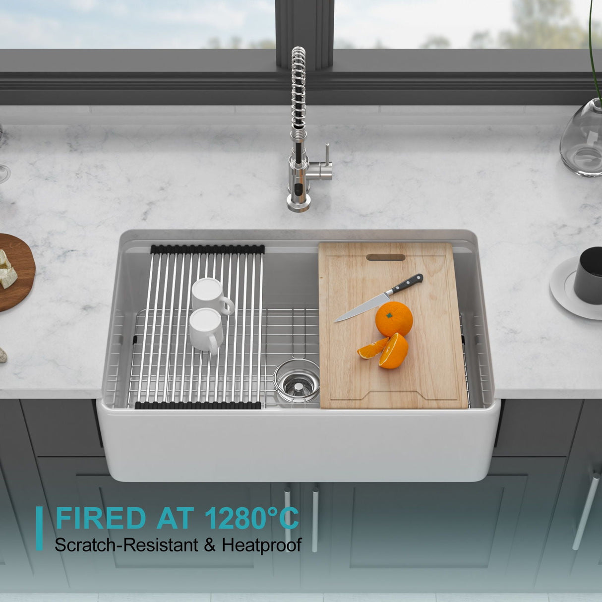 Single Bowl Kitchen Sink Workstation - White