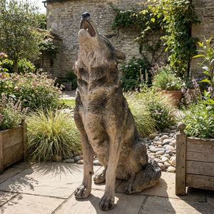 29.72' H x 17.91' L Simulated Howling Wolf Garden Statue