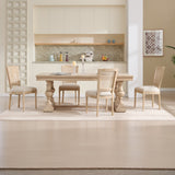 French Country Dining Chairs Set of 2 Upholstered With Natural Rattan Back