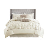 7 Piece Tufted Comforter Set Ivory Queen