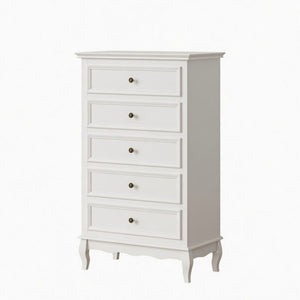 5 Drawer Tall Wide Chest Of Drawers - White