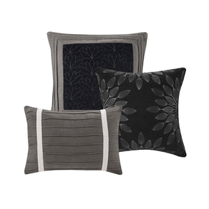 7-Piece Faux Suede Comforter Set Black Queen