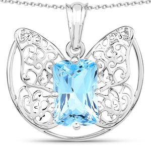 11.10 Carat Genuine Swiss Blue Topaz .925 Sterling Silver Pendant