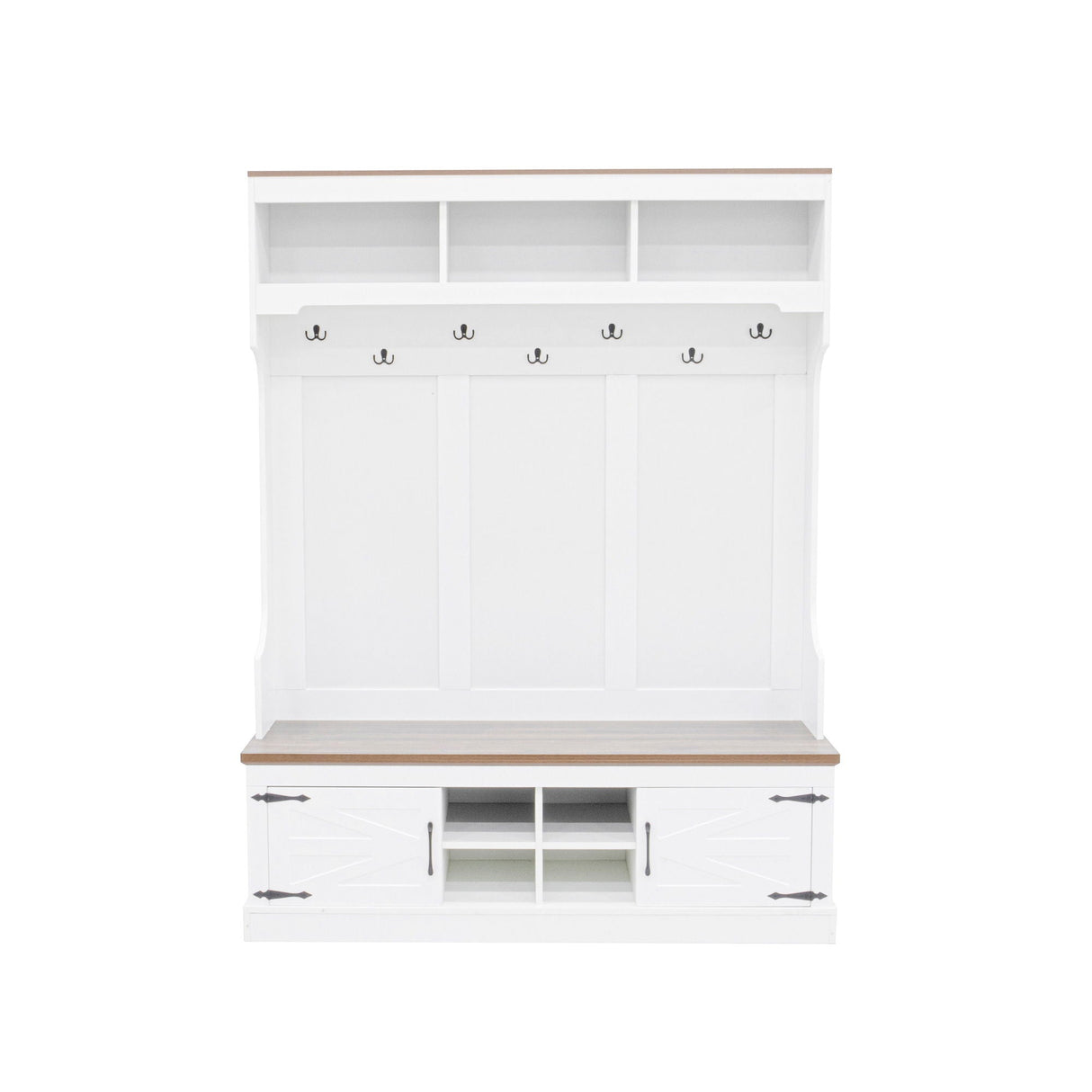 Hall Tree With Bench And Shoe Storage, 5 In 1 Entryway Organizer