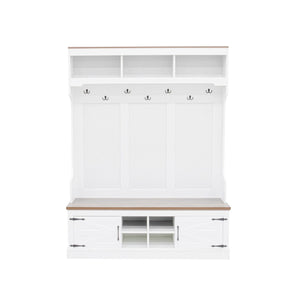 Hall Tree With Bench And Shoe Storage, 5 In 1 Entryway Organizer