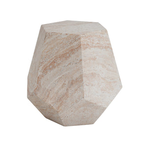 Outdoor/Indoor Lightweight Concrete Side Table with Travertine Finish in Beige