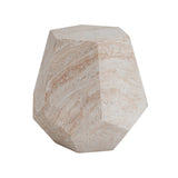 Outdoor/Indoor Lightweight Concrete Side Table with Travertine Finish in Beige