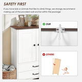 Dog Feeding Station Double Door Locker with 2 Adjustable Dog Bowls - White