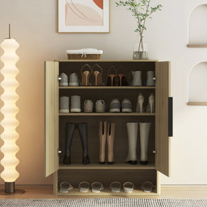 Wooden Shoe Storage Cabinet with Adjustable Shelves