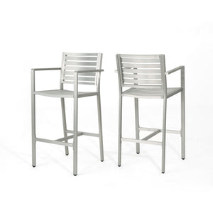 Outdoor Aluminum Rust Proof Barstools (Set of 2) - Silver