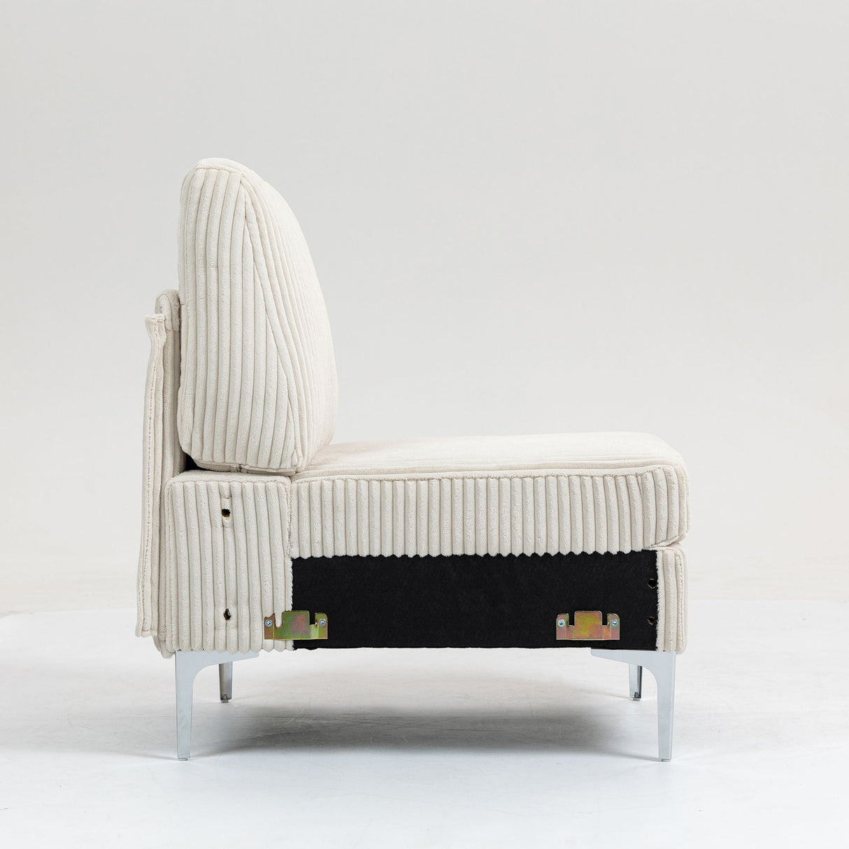 Single Couch Modular Armless Accent Chair With Back Cushion