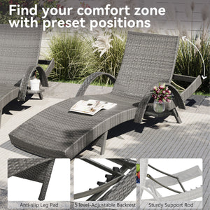 K&K 80'' Outdoor Wicker Chaise Lounge Chairs Set of 2