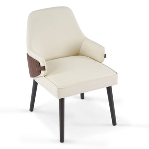 Indoor Dining Chair Set of 2 with Ergonomic Armrests - Beige/Brown