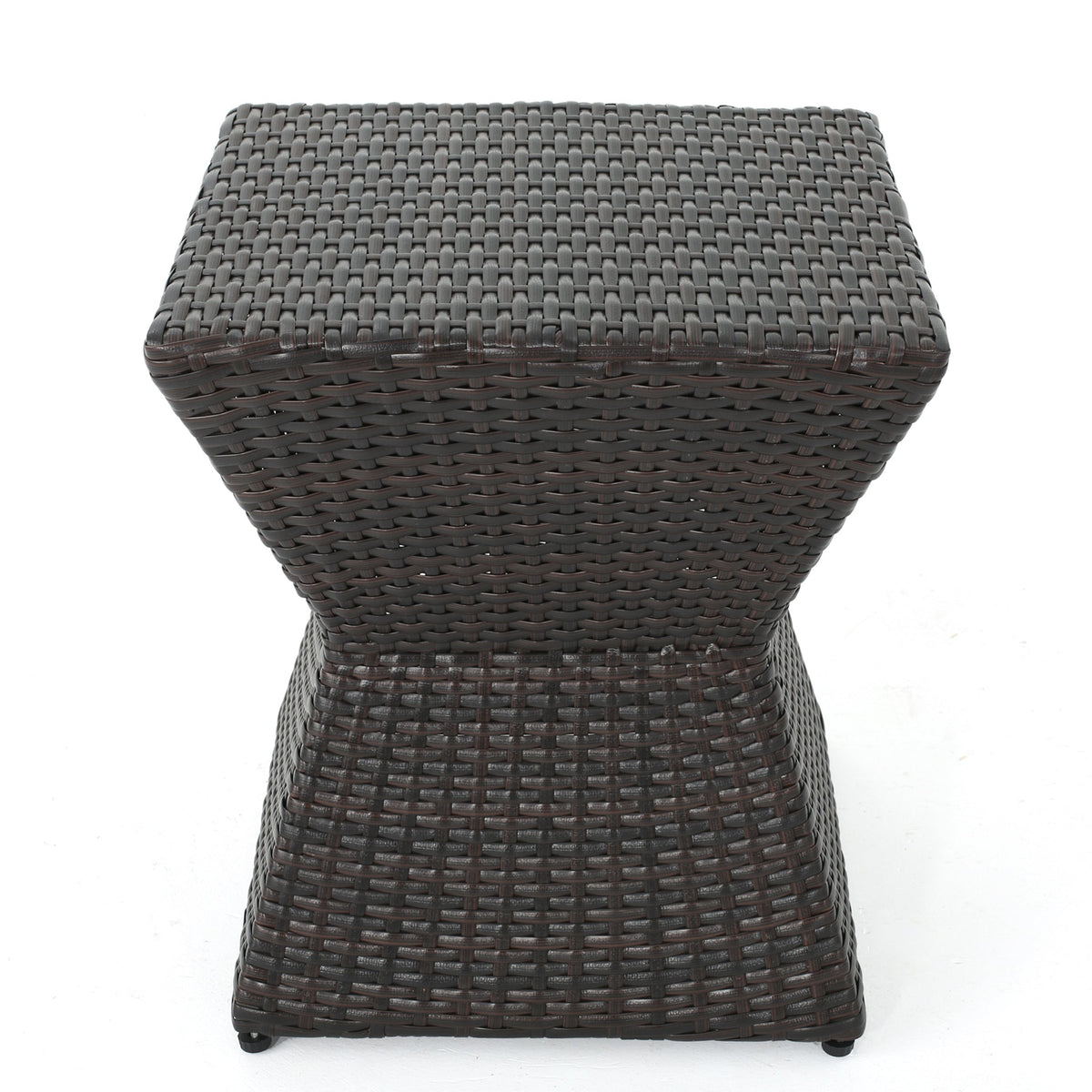 Calhoun 16 Outdoor Wicker End Table with Weather-Resistant Wicker - Brown