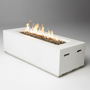 Outdoor Rectangle Propane Fire Pit Table 60 Inch, White