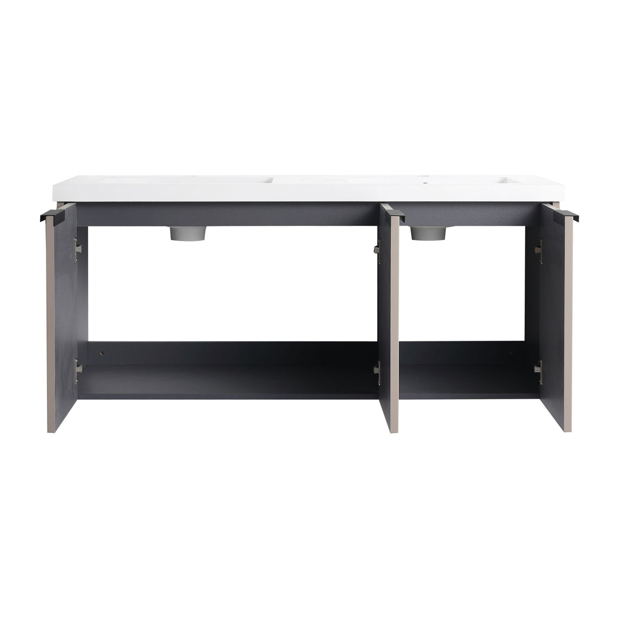 Contemporary Wall Mounted Bathroom Vanity With Resin Double Sink