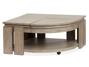 Conrad - Pie Shaped Lift Top Cocktail Table With Casters - Stone Harbor Gray