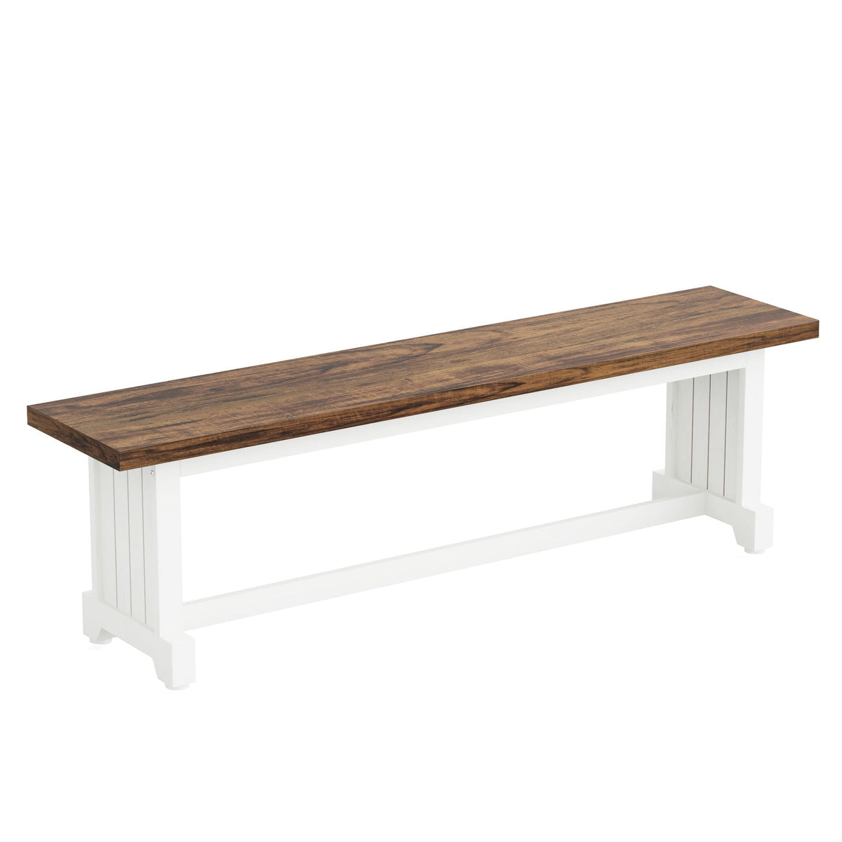 3 Piece Dining Table Set For 2 - 4, With Space Saving Benches - Brown / White