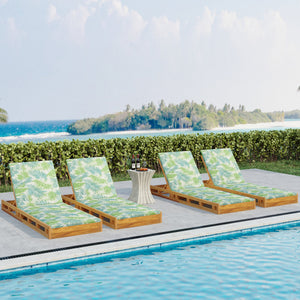 Lounge Chaise Set, Acacia Wood with Water-Resistant Lounge Cushions