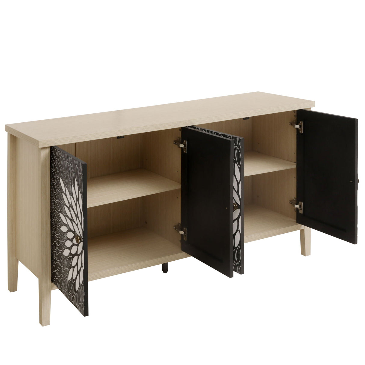 Modern Storage Cabinet With 4 Doors & Adjustable Shelves