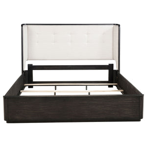 Leandro 55-inch Eastern King Wingback Bed Burnished Black