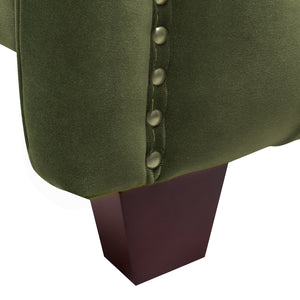 Marcella Upholstered Shelter Headboard Bed Set, King, Olive Green Performance Velvet