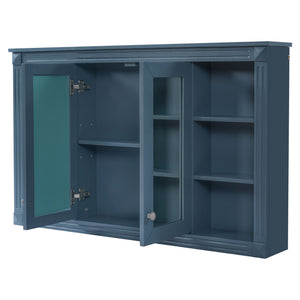Wall-Mounted Mirror Cabinet With Adjustable Shelf And Open Shelves