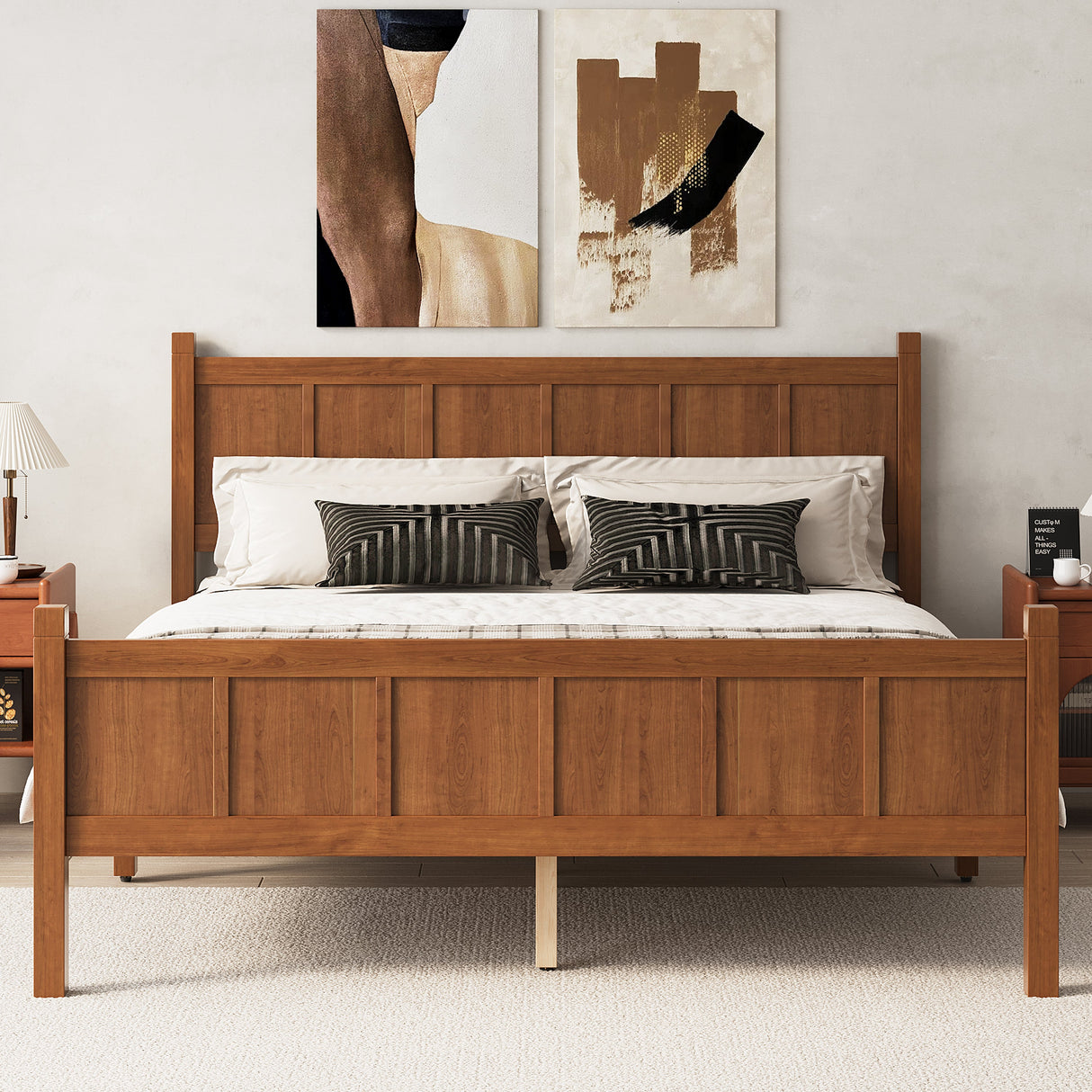 Queen Size Flat Panel Bed with Headboard & Footboard