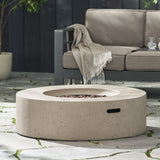 Modular circular concrete propane fire pit, light grey  50,000 btu