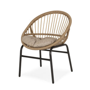 Outdoor Accent Chair with Curved Back and Basket Frame Set of 2