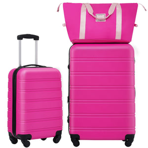 Hardshell Luggage Sets 2 Pieces + Bag Spinner Suitcase With TSA Lock Lightweight 20" / 28" - Pink