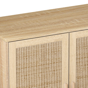 Elegant and Functional 4-Door Rattan Decorative Storage Cabinet