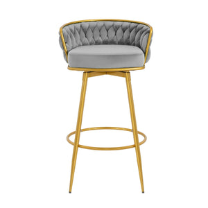 Modern Low Back Upholstered Counter Height Bar Stools (Set of 2)