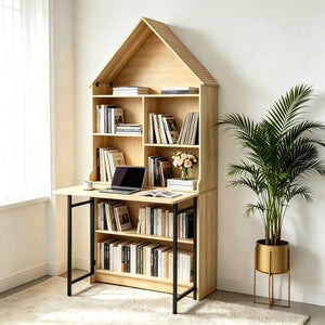 Folding Craft Desk with Storage Shelves