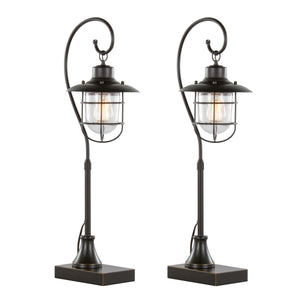 Landen 33" Contemporary Metal Task Lamp in Oil Rubbed Bronze - Set of 2