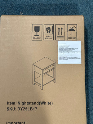 Modern White Nightstand with Drawer and Open Shelf