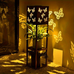 Solar Garden Lantern with Flower Stand – LED Outdoor Light with Butterfly & More