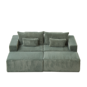 87' Oversized Sectional Lounge Chaise with Plush Corduroy Fabric