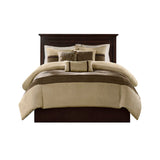 7 PC Faux Suede Comforter Set Natural King