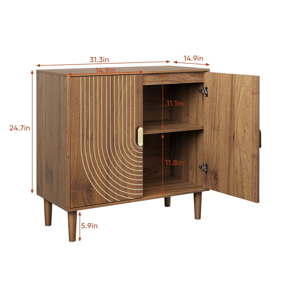 Buffet Cabinet with Line Groove Design and Storage