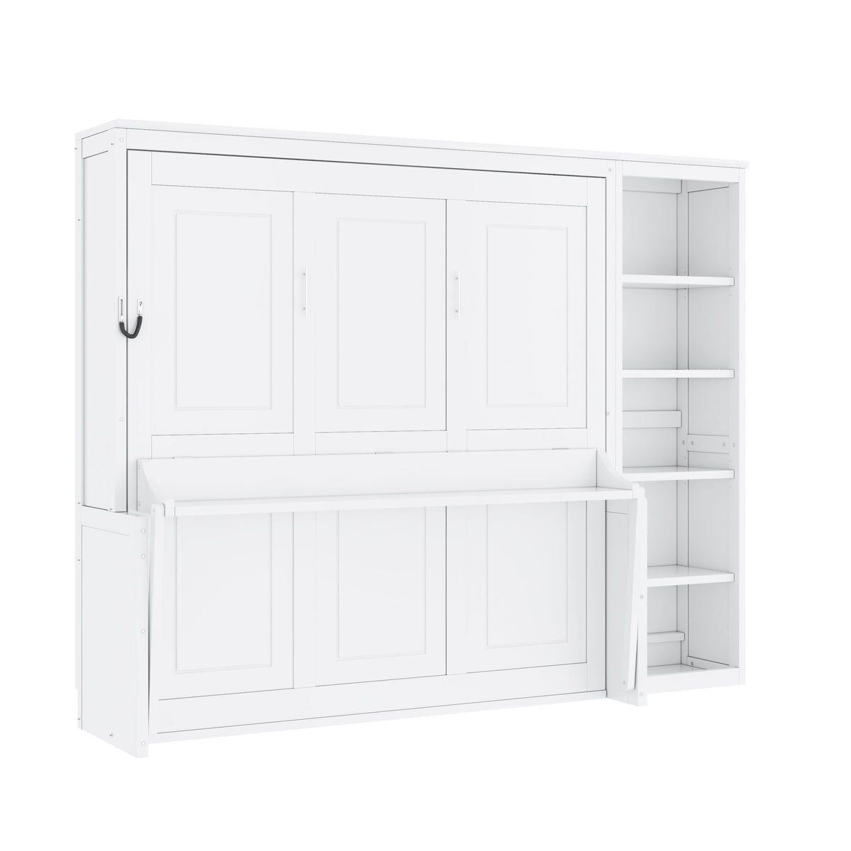 Murphy Bed with Desk and Bookshelf - Solid Pine, Full & Queen Sizes