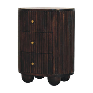 Solid Wood Curved Fluted 3-Drawer Drum Chest