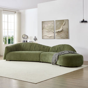 145.67" Mid-Century Upholstered Comfy Couch with Facing Chaise Right