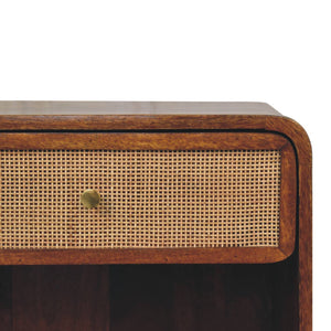 Open Woven Bedside Table, 1 Drawer - Chestnut
