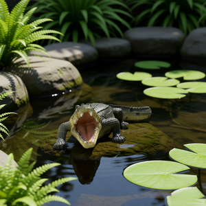 23' Simulated Crocodile Garden Statue, Resin Animal Ornament