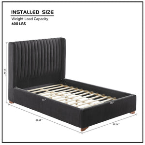 Corduroy Upholstered Wingback Bed Frame