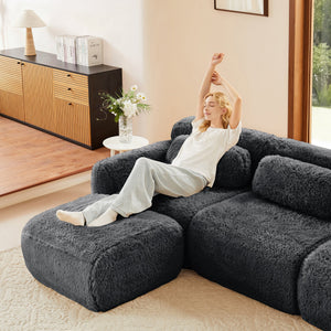 Aviana Armless Sofa With Pillow Plush Fabric - Dark