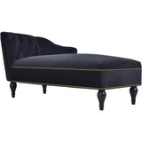 58" Velvet Chaise Lounge with Nailhead Trim and Solid Wood Legs