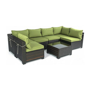 Cushion Covers For 7 Piece Wicker Sectional Sofa, 14 Pack Seat And Back Slipcovers With Zipper